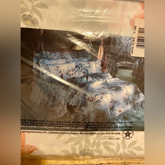 🔥Springmaid Double Flat Sheet Garden Gazebo Pink - Vintage🔥 NIP - Picture 4 of 8